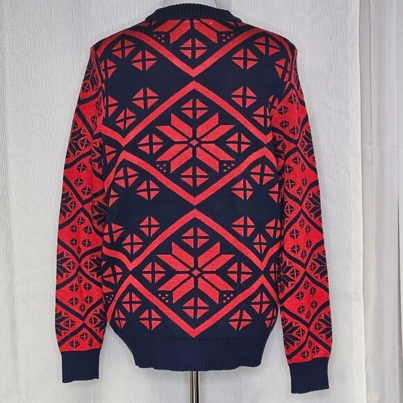 Tipsy Elves 2015 Shrek Donkey Navy Blue & Red Fair Isle Knit Christmas Sweater - Picture 6 of 13